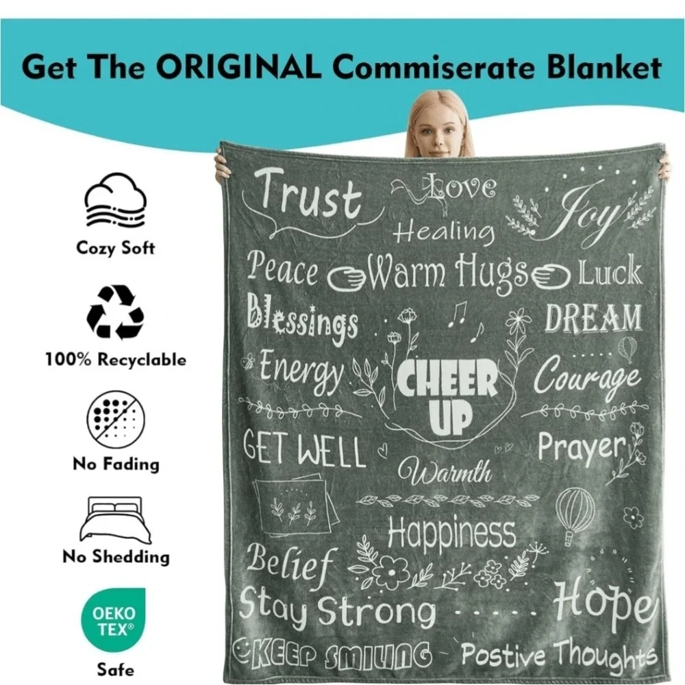Get Well Soon Blanket - Healing Blanket with Inspirational‎ Words Sz Twin